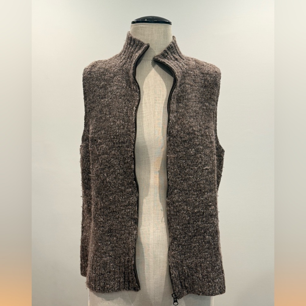 J. Jill Heathered Brown Zip Up Sweater Vest